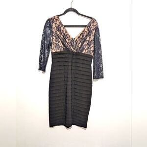 Elegant Black and Cream Lace Dress